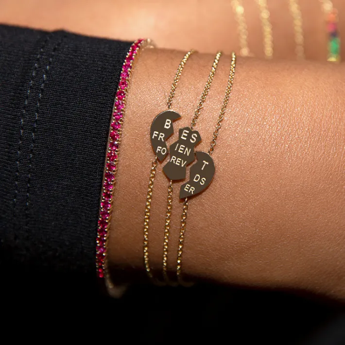 The Last Line Best Friends Forever Heart Bracelet Set