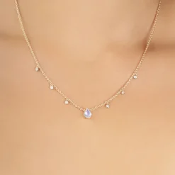 The Last Line Pear Solitaire Floating Necklace