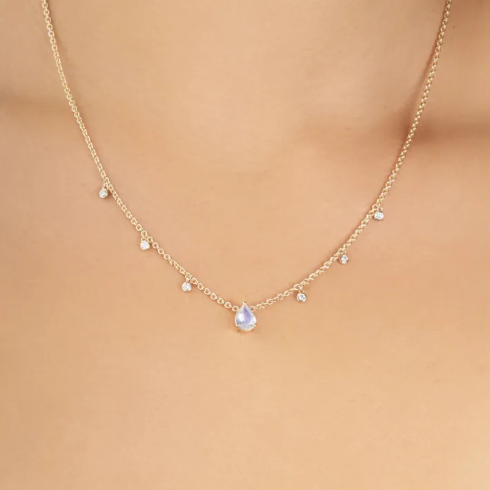 The Last Line Pear Solitaire Floating Necklace