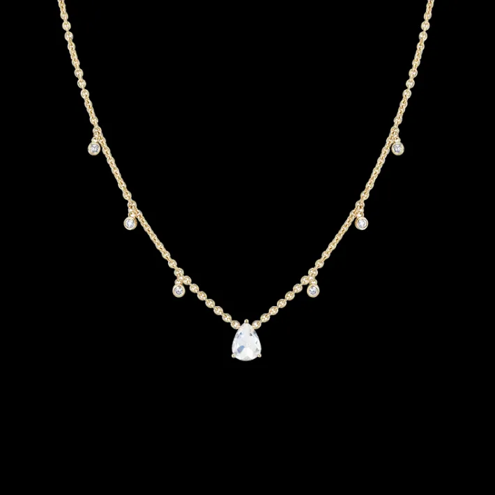 The Last Line Pear Solitaire Floating Necklace