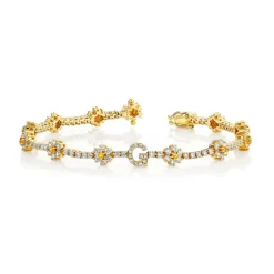 The Last Line Personalized Diamond Flower Tennis Bracelet