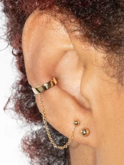 The Last Line Sphere Stud With Square Ear Cuff